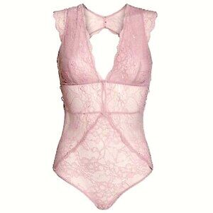 SAM EDELMAN dawn pink lace cap sleeve bodysuit size M, NWT